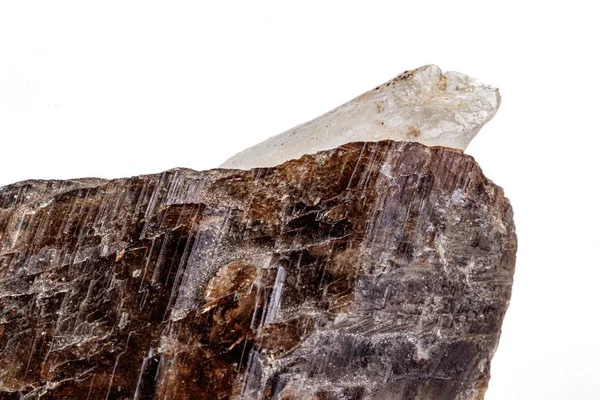 Μακροορυκτή πέτρα χαλαζία χλωριούχο σε λευκό φόντο — Φωτογραφία Αρχείου