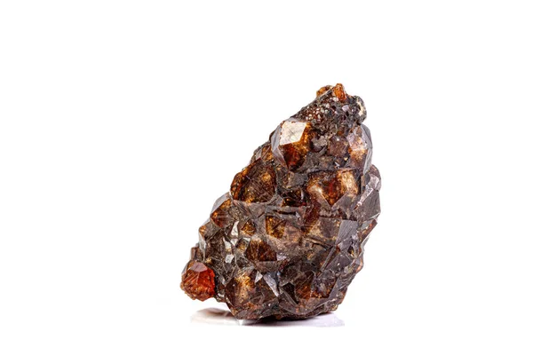 macro mineral garnet stone on a white background