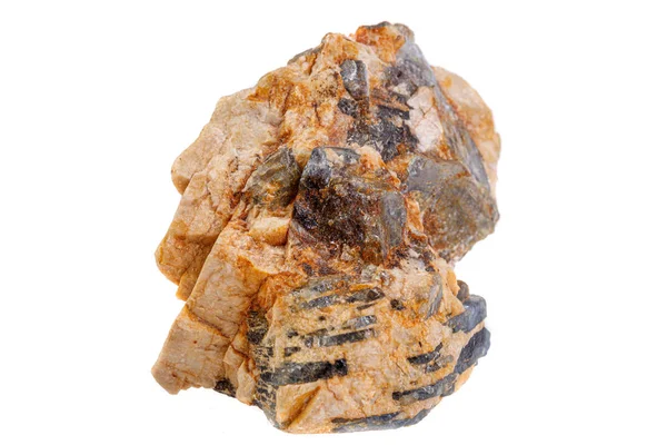 Macro minerale steen saffier op een witte achtergrond — Stockfoto