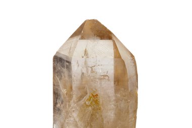 Beyaz arka plan üzerinde makro taş mineral kuvars