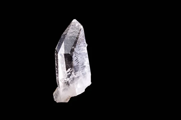 Rhinestone Mineral Macro Roca Cristal Roca Sobre Fondo Negro Cerca — Foto de Stock