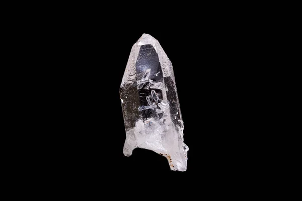 Rhinestone Mineral Macro Roca Cristal Roca Sobre Fondo Negro Cerca —  Fotos de Stock