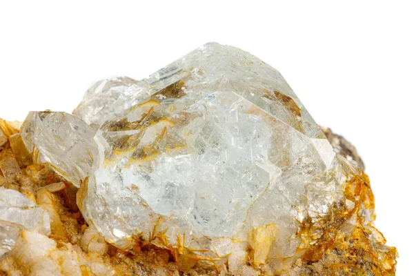 Macro Pedra Mineral Quartzo Com Galena Fundo Branco Close — Fotografia de Stock