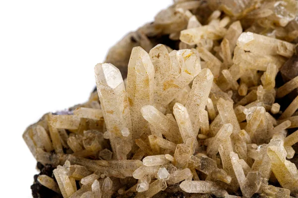 Cuarzo Mineral Macro Piedra Con Galena Sobre Fondo Blanco Cerca —  Fotos de Stock