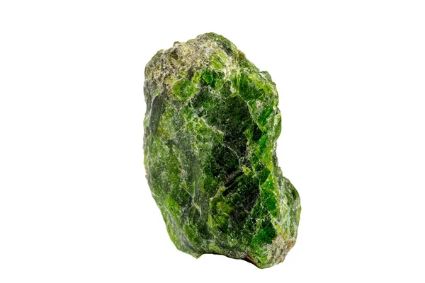 Beyaz Arka Planda Makro Taş Mineral Krom Diopside — Stok fotoğraf