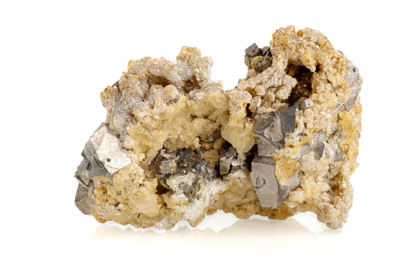 Macro Pedra Mineral Arsenopyrite Fundo Branco Close — Fotografia de Stock