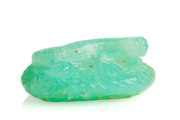 Beyaz Arka Plan Üzerinde Chrysoprase Den Gelen Makro Taş Mineral — Stok fotoğraf