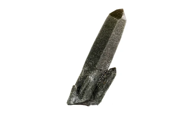Prase Mineral Batu Makro Latar Belakang Putih Close — Stok Foto