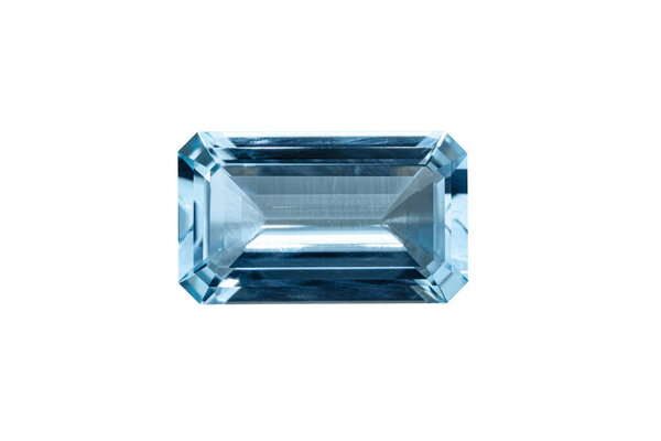 macro stone mineral faceted aquamarine on a white background close-up