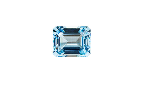 macro stone mineral faceted aquamarine on a white background close-up