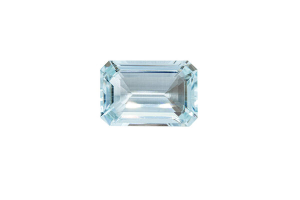 macro stone mineral faceted aquamarine on a white background close-up