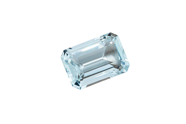 macro stone mineral faceted aquamarine on a white background close-up