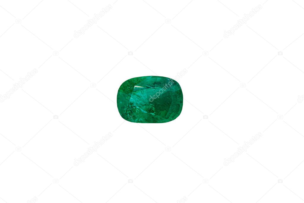 macro stone mineral Emeralds on a white background close-up