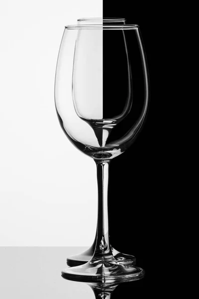 Beautiful Glass Wine Black White Background Close — Stock Photo, Image