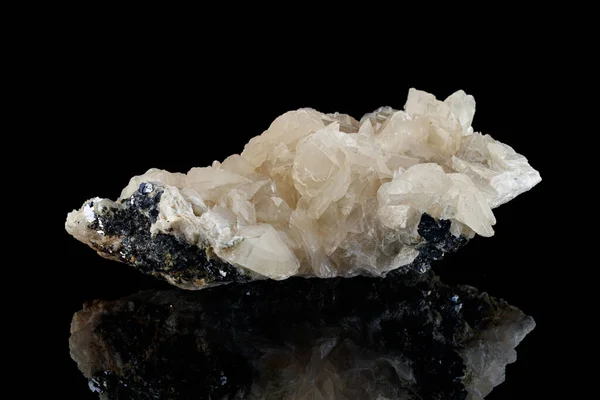 Macro Pedra Mineral Quartzo Galena Fundo Preto Close — Fotografia de Stock