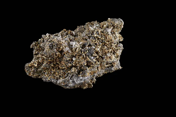Макрокам Яний Мінерал Quartz Pyrite Чорному Фоні — стокове фото