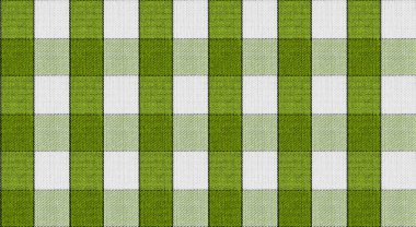Yeşil beyaz ekose kumaşın ayrıntıları. El sanatları, moda aksesuarları ve modern ev dekorasyonu fikirleri için harika..