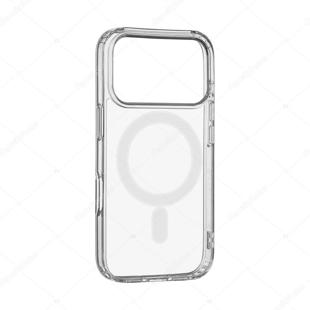 Transparent phone case with flexible edges and magnetic ring, designed for smartphone model 17 Pro. Perfect for accessory demos and clean mockups.