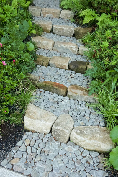 Beautifully maintained park stone steps