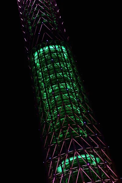 Новая Символическая Башня Tokyo Sky Tree Сияющая Ночном Небе — стоковое фото
