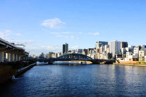 Vista Panorâmica Orla Rio Sumida Tóquio — Fotografia de Stock