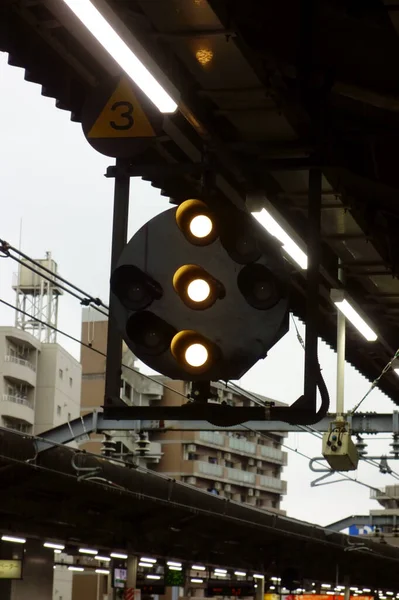 Verkeerslichten Geleidingslijn Van Trein — Stockfoto