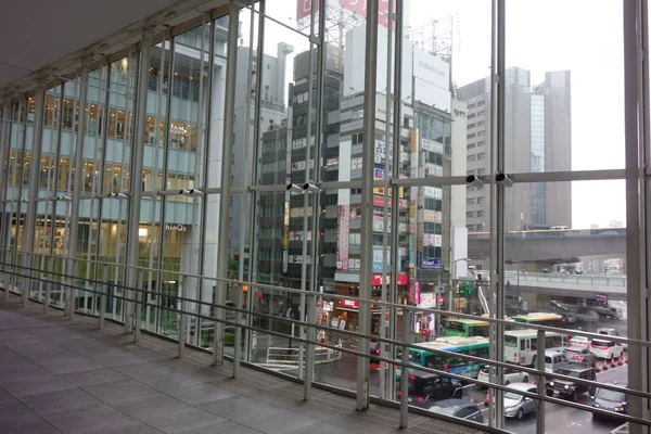 Vista Desde Pared Exterior Del Cristal Pasaje Urbano Frente Estación —  Fotos de Stock