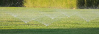 lawn irrigation system at resort