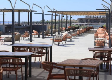 restaurant tables and chairs at the resort