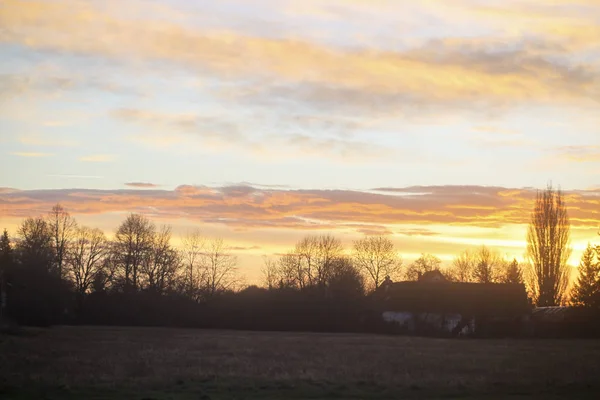 Vue Panoramique Sur Coucher Soleil Milieu Rural — Photo