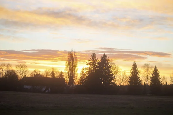 Vista Panorámica Puesta Sol Entorno Rural —  Fotos de Stock