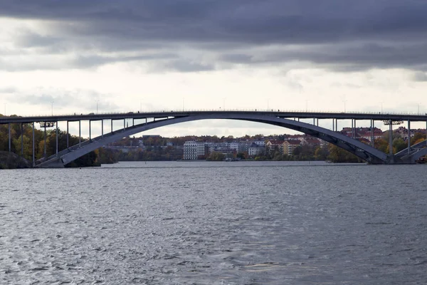 Pont Stockholm Avec Paysage Urbain Sur Fond — Photo