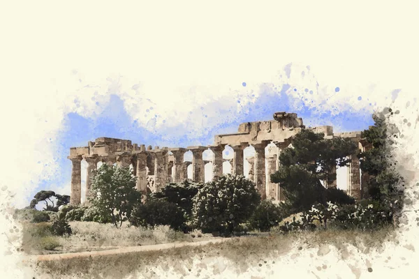 Ruines Temple Grec Sicile — Photo