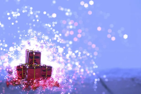 Sfondo Natale Con Scatole Regalo Rosse Spazio Copia — Foto Stock