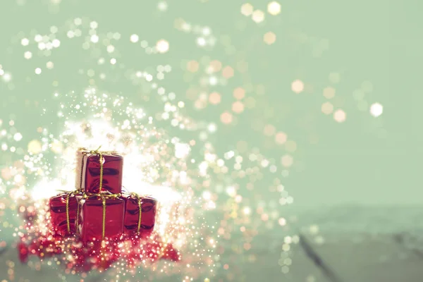 Kerstmis Achtergrond Met Rode Geschenkdozen Kopie Ruimte — Stockfoto