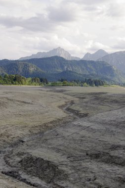 Akşam ışığı Alpler'de üzerinde kurutulmuş Forggensee alt üzerinde göster