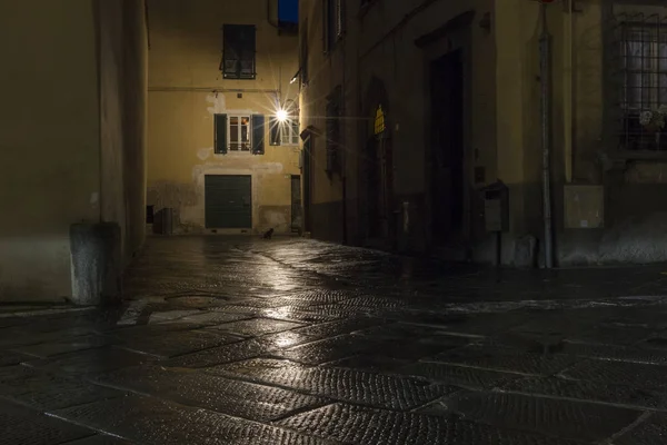 Νυχτερινές Παλιά Πόλη Δρόμους Φωτισμό Των Οδών Στο Tuscan Πόλη — Φωτογραφία Αρχείου
