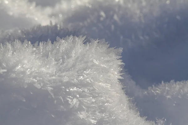 Schneekristalle Glitzern Der Sonne Hintergrund Der Natur — Stockfoto