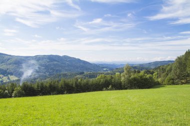 Yatay, dağ ve vadi manzaralı görünümünü