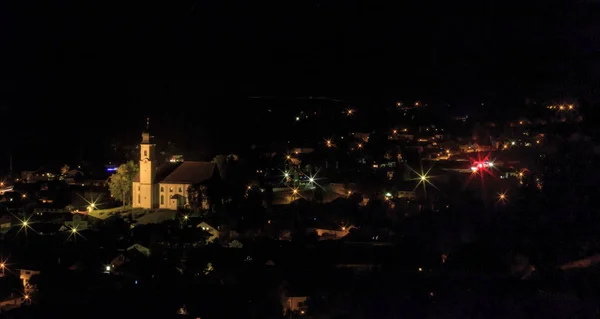 Vista Sobre Lechbruck Noite Foco Seletivo — Fotografia de Stock
