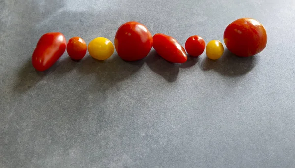 Sebaris Tomat Merah Dan Kuning — Stok Foto