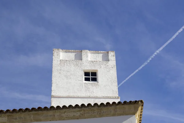 Fachada Blanca Vivienda Ciudad Conil Frontera España —  Fotos de Stock