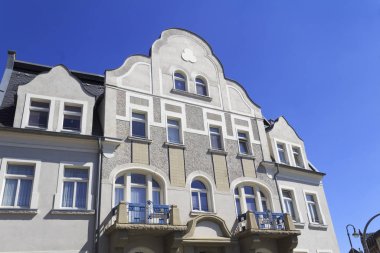 Pulsnitz, Almanya'da evlerin cephe görünümü