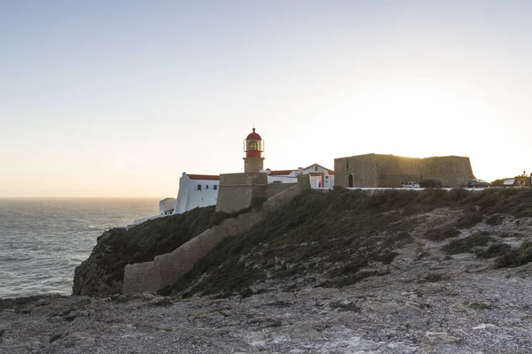 Utsikt Över Fyren Och Befästningen Cap San Vicente Algarve Portugal — Stockfoto