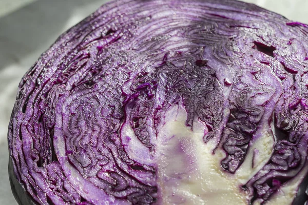 Close up of sliced red cabbage texture