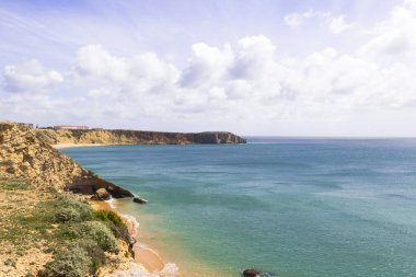 Doğal görünümü sahil peyzaj Sagres ve Atlantik Okyanusu, Portekiz
