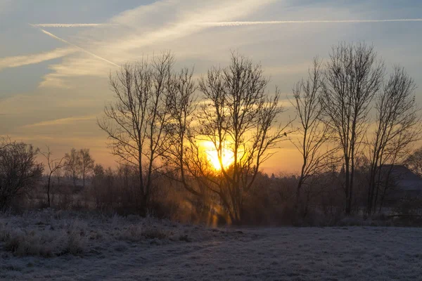 Schilderachtig Uitzicht Zonsondergang Winterlandschap — Stockfoto