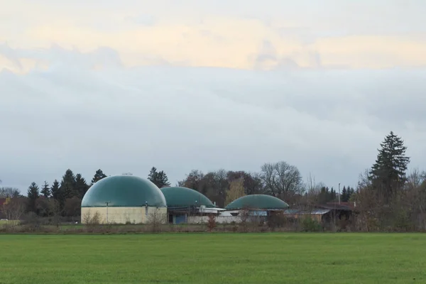 Vista Sul Moderno Impianto Biogas Campo — Foto Stock