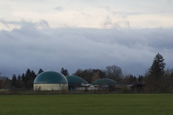 Vista Sul Moderno Impianto Biogas Campo — Foto Stock
