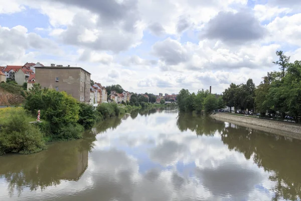 Zobacz Stare Miasto Rzekę Zgorzelec Polska — Zdjęcie stockowe